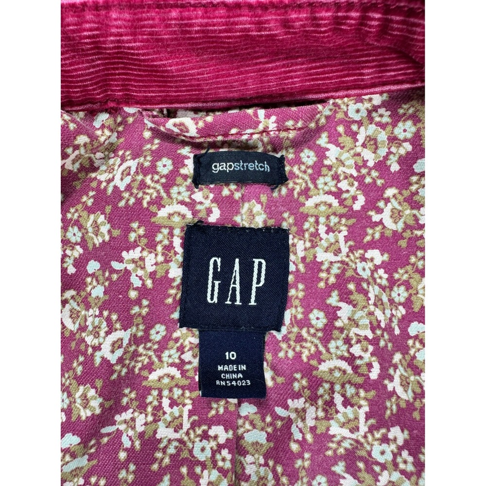 Gap Magenta Pink Corduroy Blazer Jacket Floral Lining Elbow Patches Womens 10 - Picture 6 of 8